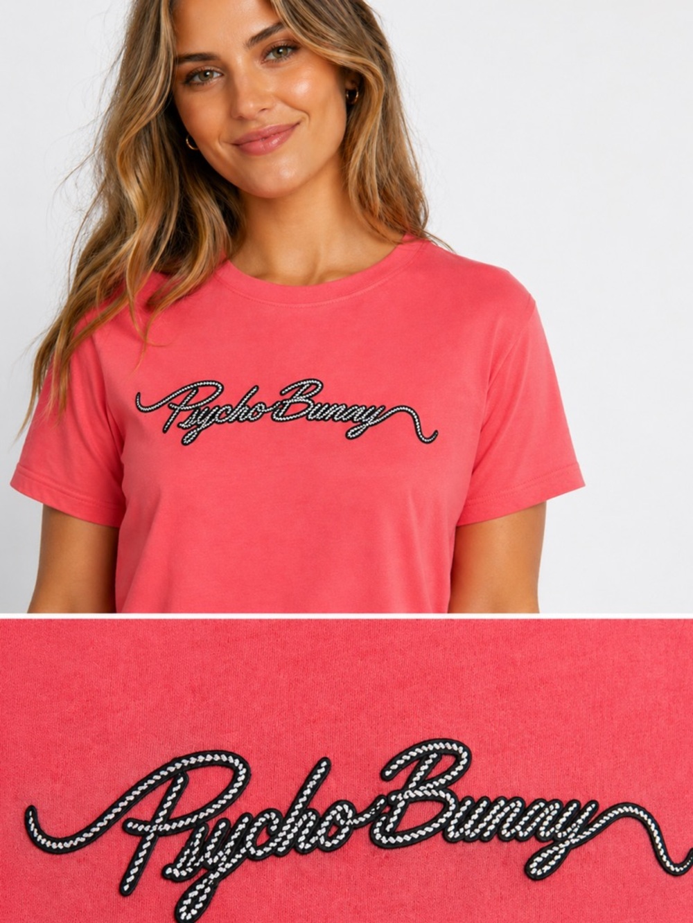 Psycho Bunny Coral Logo Tee Size 6 Pima Cotton Made in USA Graphic Shirt Premium
